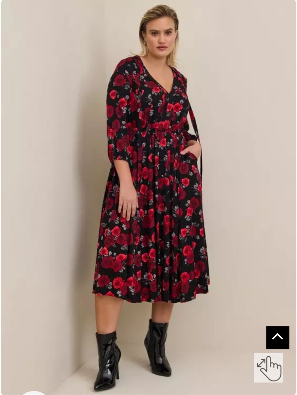 NWT Midi Stretch Challis Tie Neck Dress